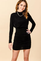 HyFve Black Long Sleeve Short Dress-Dresses-Hyfve-Deja Nu Boutique, Women's Fashion Boutique in Lampasas, Texas