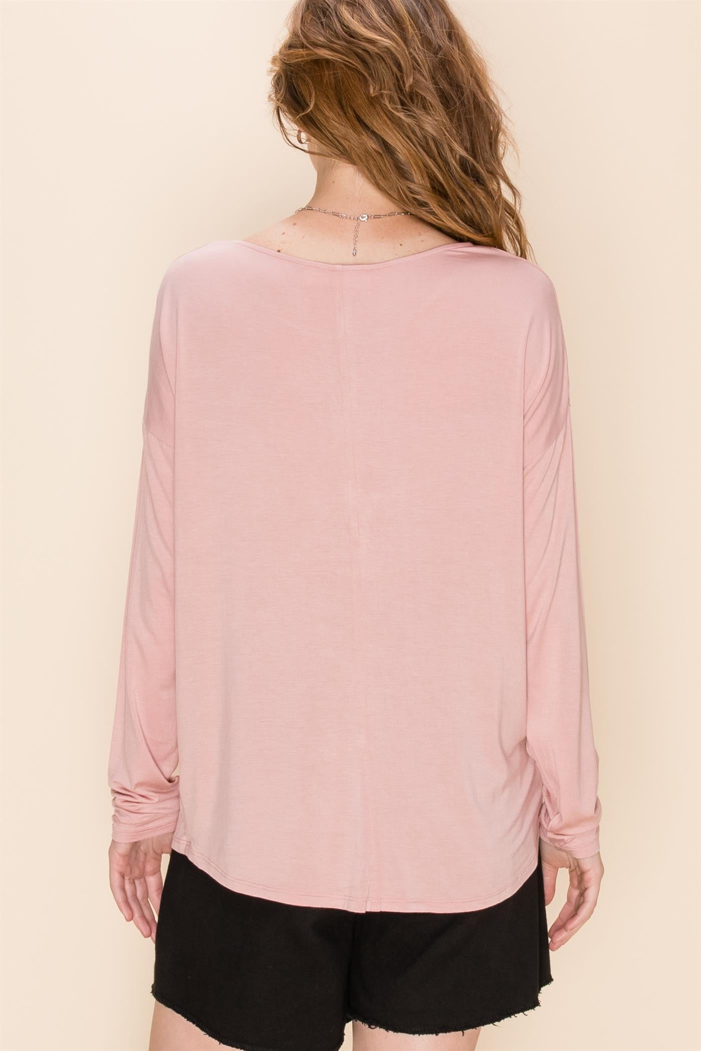 HyFve Double Zero Misty Rose Pocket Long Sleeve-Long Sleeves-Hyfve-Deja Nu Boutique, Women's Fashion Boutique in Lampasas, Texas