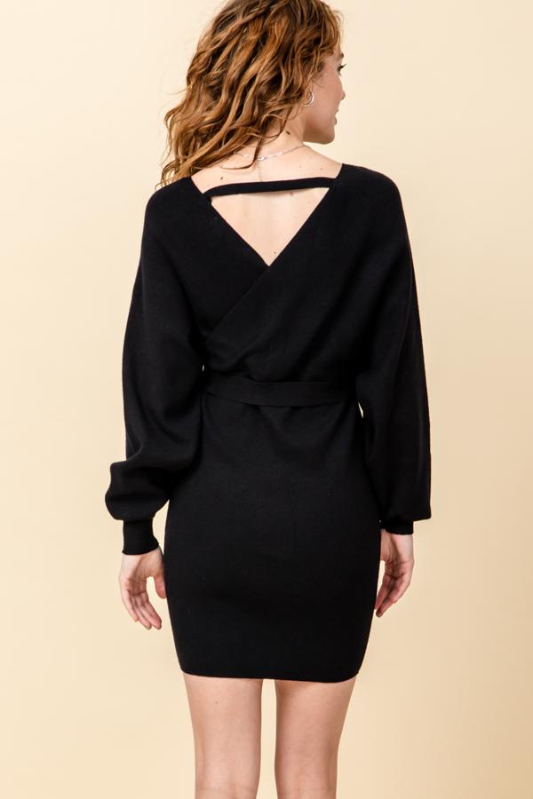 Hyfve Black Knit Sweater Dress-Dresses-Hyfve-Deja Nu Boutique, Women's Fashion Boutique in Lampasas, Texas