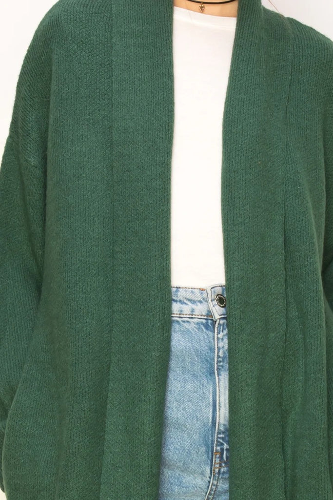 Hyfve Double Zero Get The Trend Long Sleeve Duster Sweater In Hunter Green-Cardigans & Kimonos-Hyfve-Deja Nu Boutique, Women's Fashion Boutique in Lampasas, Texas