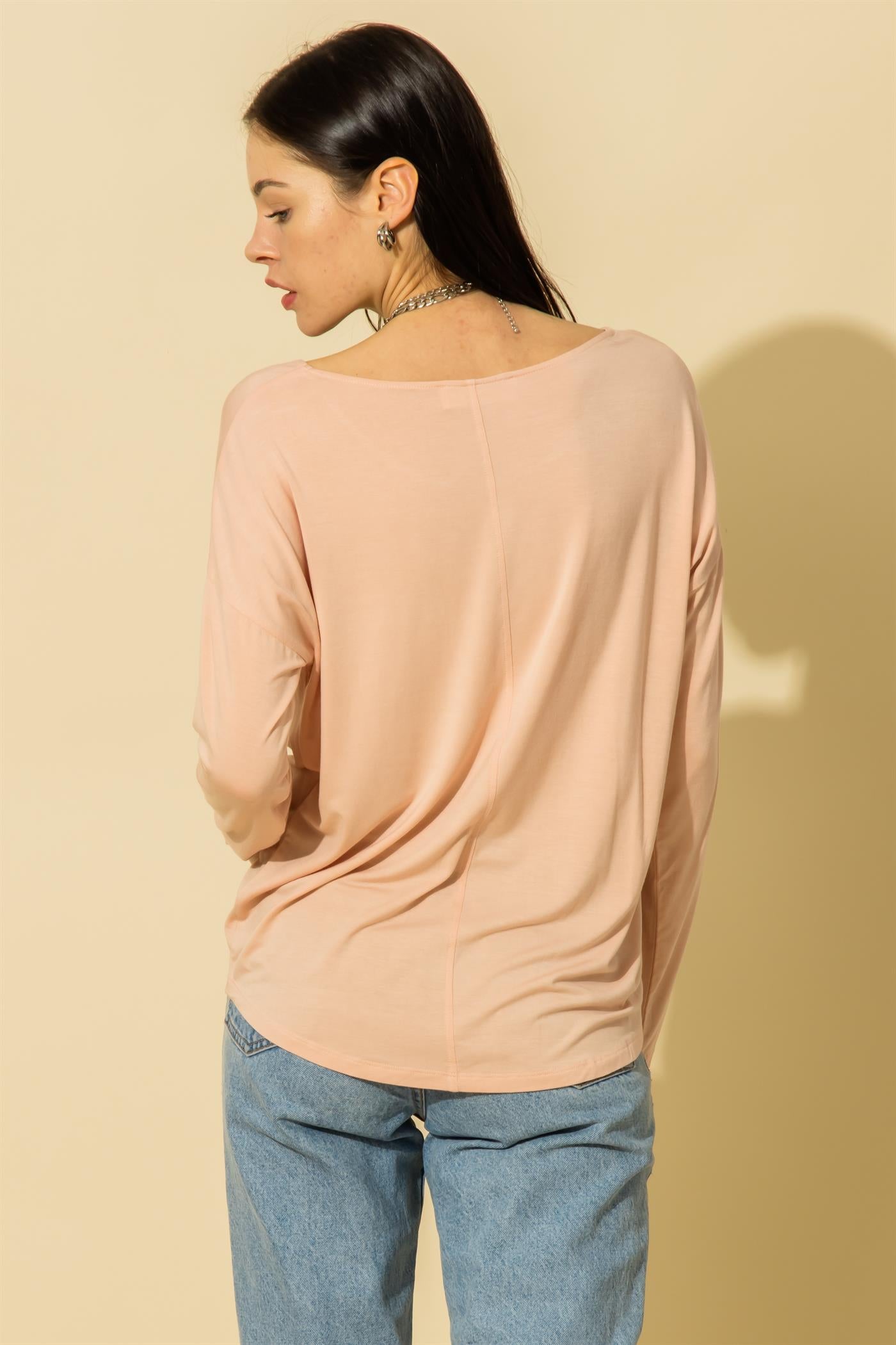 Hyfve Double Zero Scoop Neck Pocket Long Sleeve Tee In Five Colors-Long Sleeves-Hyfve-Deja Nu Boutique, Women's Fashion Boutique in Lampasas, Texas