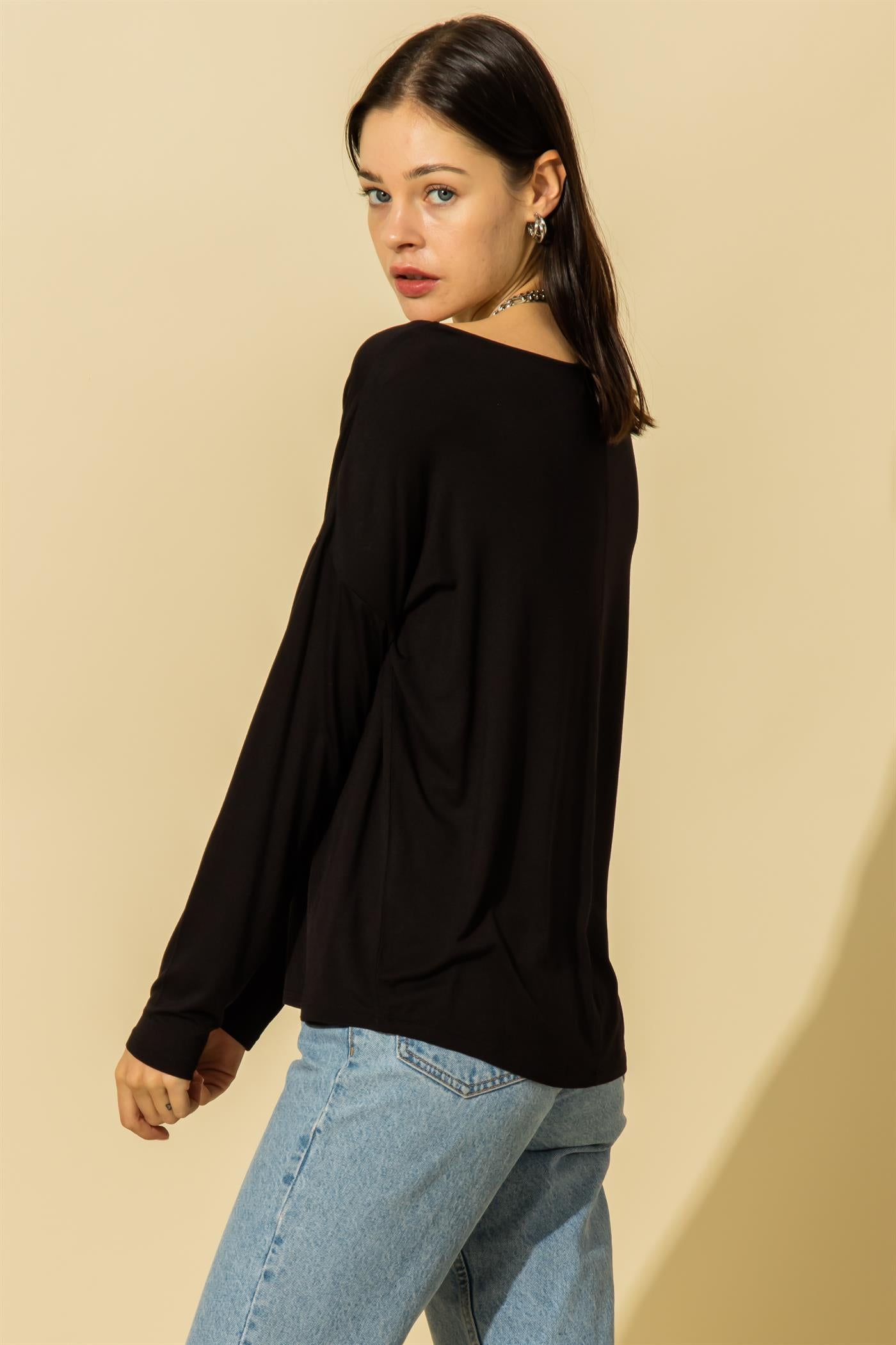 Hyfve Double Zero Scoop Neck Pocket Long Sleeve Tee In Five Colors-Long Sleeves-Hyfve-Deja Nu Boutique, Women's Fashion Boutique in Lampasas, Texas