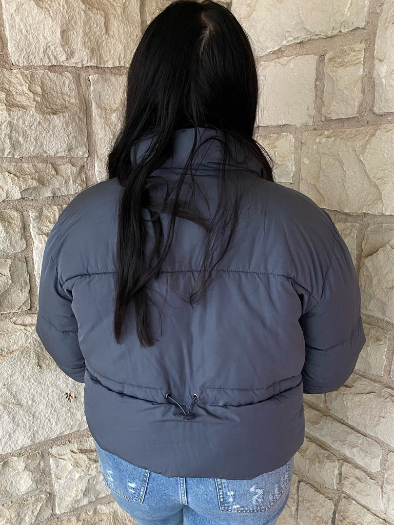Hyfve Double Zero Slate Blue Puffer Jacket-Jackets-Hyfve-Deja Nu Boutique, Women's Fashion Boutique in Lampasas, Texas