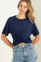 Hyfve Double Zero Wonderful Intentions Oversized Pocket Tee In Dark Night-Short Sleeves-Hyfve-Deja Nu Boutique, Women's Fashion Boutique in Lampasas, Texas