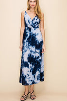 Hyfve Navy Tie Dye Spaghetti Strap Maxi Dress-Maxi Dresses-Hyfve-Deja Nu Boutique, Women's Fashion Boutique in Lampasas, Texas