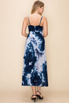 Hyfve Navy Tie Dye Spaghetti Strap Maxi Dress-Maxi Dresses-Hyfve-Deja Nu Boutique, Women's Fashion Boutique in Lampasas, Texas