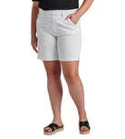 Jag 8 Mid Rise Pull-On Twill Short In White Plus-Curvy/Plus Bottoms-Jag-Deja Nu Boutique, Women's Fashion Boutique in Lampasas, Texas