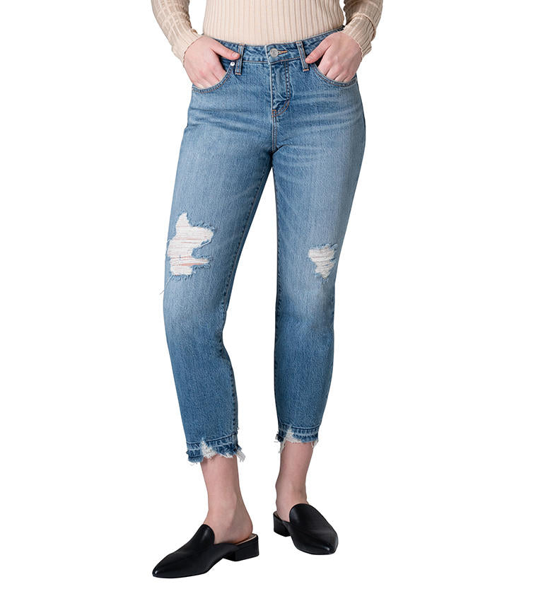 Jag Savannah Carter Girlfriend Cropped Jean Distressed Dark Indigo Wash-Bottoms-Jag-Deja Nu Boutique, Women's Fashion Boutique in Lampasas, Texas