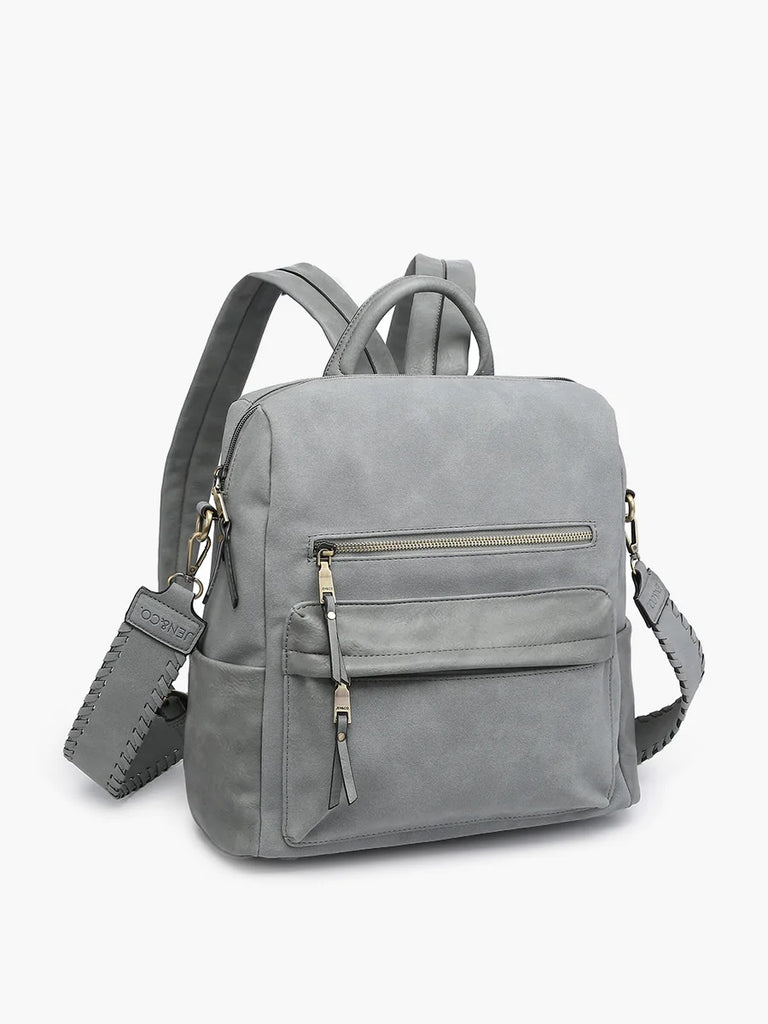 Jen & Co Amelia Suede Convertible Backpack In Grey Blue-Handbags, Wallets & Cases-Jen & Co.-Deja Nu Boutique, Women's Fashion Boutique in Lampasas, Texas