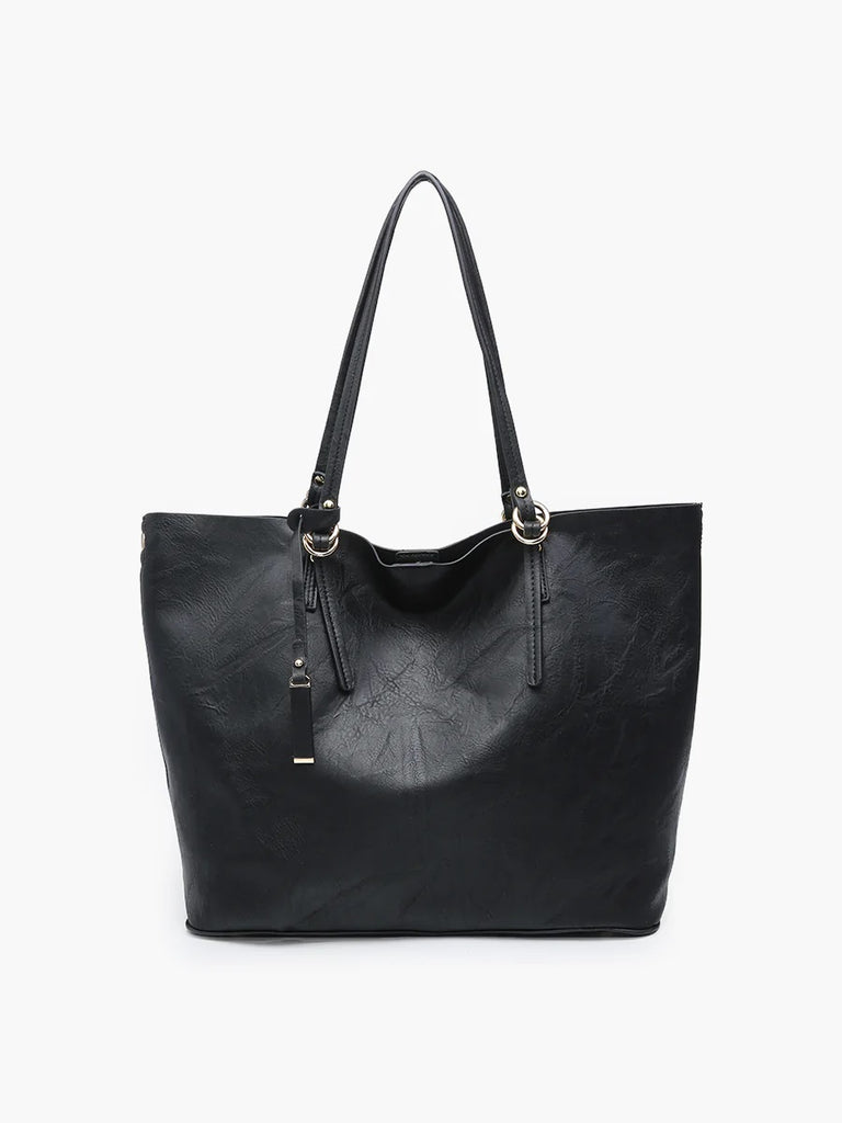 Jen & Co Black Vegan Leather Iris Tote And Inner Crossbody-Handbags, Wallets & Cases-Jen & Co.-Deja Nu Boutique, Women's Fashion Boutique in Lampasas, Texas