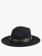 Jen & Co Glinda Grommet Trim Wide Brim Fedora Hat In Black-Hats-Jen & Co.-Deja Nu Boutique, Women's Fashion Boutique in Lampasas, Texas