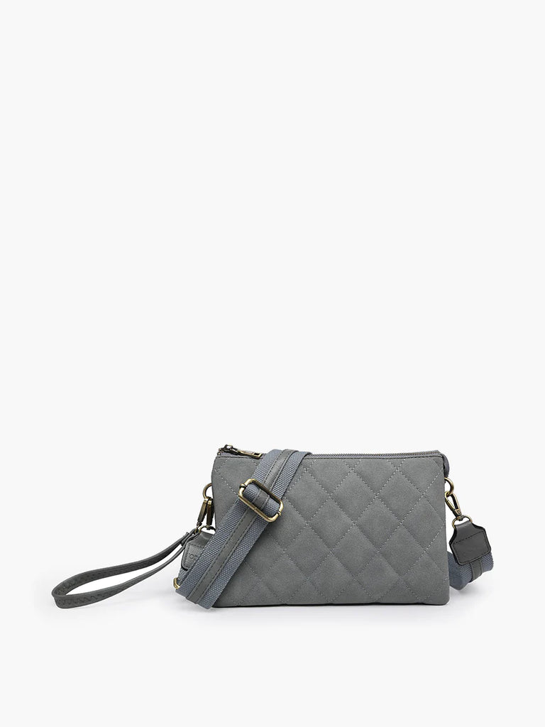 Jen & Co Izzy Quilted Crossbody With Guitar Strap In Grey Blue-Handbags, Wallets & Cases-Jen & Co.-Deja Nu Boutique, Women's Fashion Boutique in Lampasas, Texas