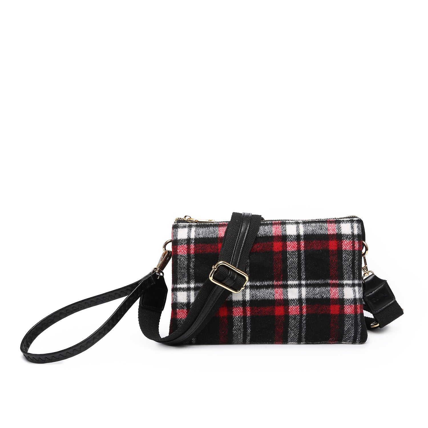 Jen & Co Izzy Red Black And White Plaid Crossbody With Guitar Strap-Handbags, Wallets & Cases-Jen & Co.-Deja Nu Boutique, Women's Fashion Boutique in Lampasas, Texas