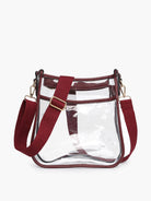 Jen & Co Posie Clear Crossbody With Guitar Strap In Wine-Handbags, Wallets & Cases-Jen & Co.-Deja Nu Boutique, Women's Fashion Boutique in Lampasas, Texas