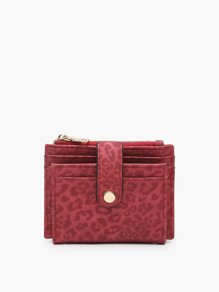 Jen & Co Sam Mini Snap Wallet Card Holder In Cherry Cheetah Print-Handbags, Wallets & Cases-Jen & Co.-Deja Nu Boutique, Women's Fashion Boutique in Lampasas, Texas