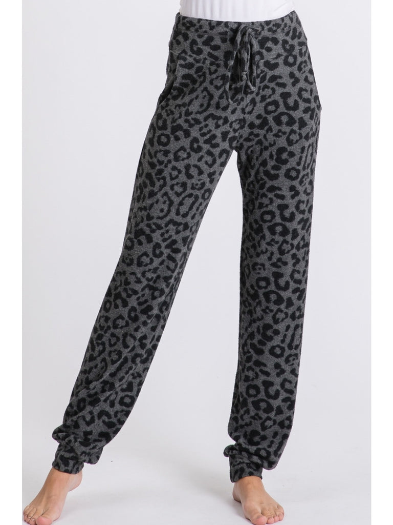 Jodifl Grey Leopard Jogger-Joggers-Jodifl-Deja Nu Boutique, Women's Fashion Boutique in Lampasas, Texas