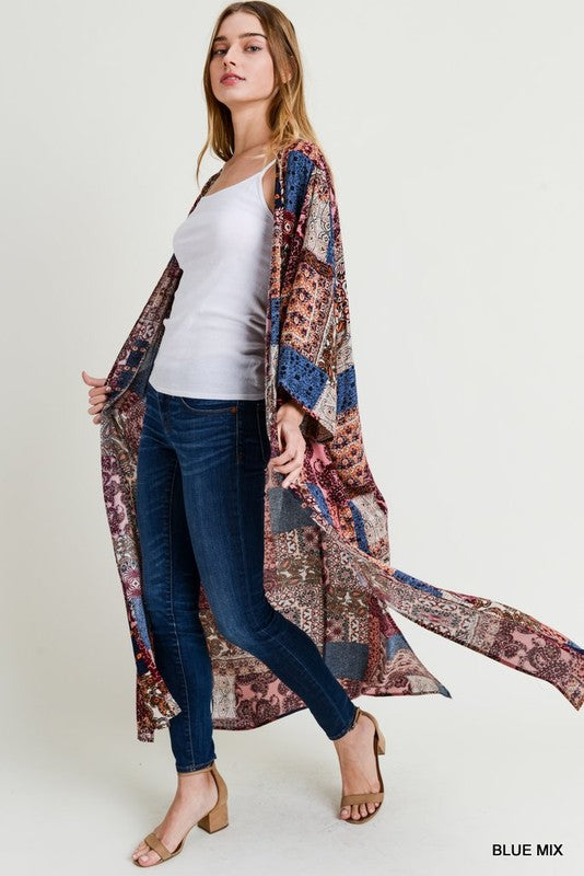 Jodifl Patchwork Kimono-Cardigans & Kimonos-Jodifl-Deja Nu Boutique, Women's Fashion Boutique in Lampasas, Texas