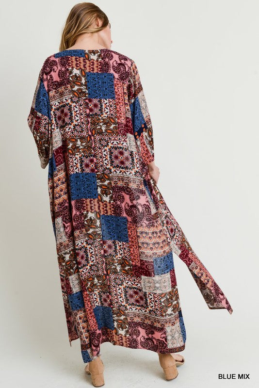 Jodifl Patchwork Kimono-Cardigans & Kimonos-Jodifl-Deja Nu Boutique, Women's Fashion Boutique in Lampasas, Texas