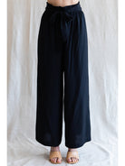 Jodifl Solid Wide Leg Pants With Stretch-Band Ribbon And Self-Tie Waist In Black-Pants-Jodifl-Deja Nu Boutique, Women's Fashion Boutique in Lampasas, Texas