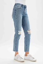 Judy Blue High Rise Rhinestone Embellished Slim Capri With Deconstruction-Jeans-Judy Blue-Deja Nu Boutique, Women's Fashion Boutique in Lampasas, Texas