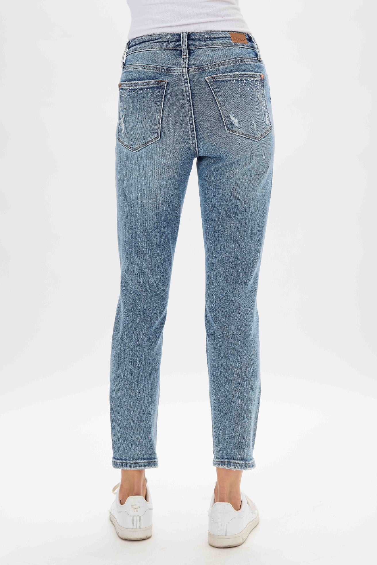 Judy Blue High Rise Rhinestone Embellished Slim Capri With Deconstruction-Jeans-Judy Blue-Deja Nu Boutique, Women's Fashion Boutique in Lampasas, Texas