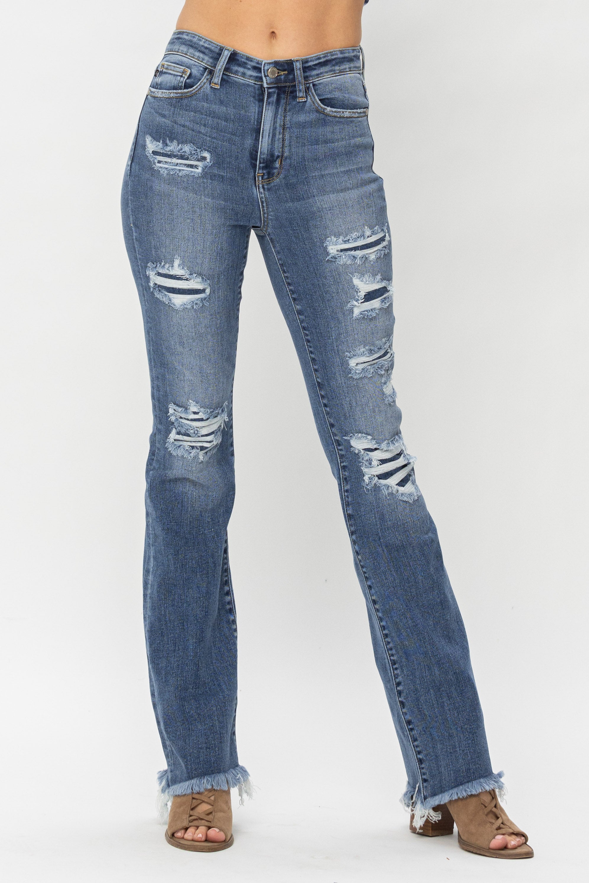 Judy Blue High Waist Patched Bootcut Jean-Jeans-Judy Blue-Deja Nu Boutique, Women's Fashion Boutique in Lampasas, Texas