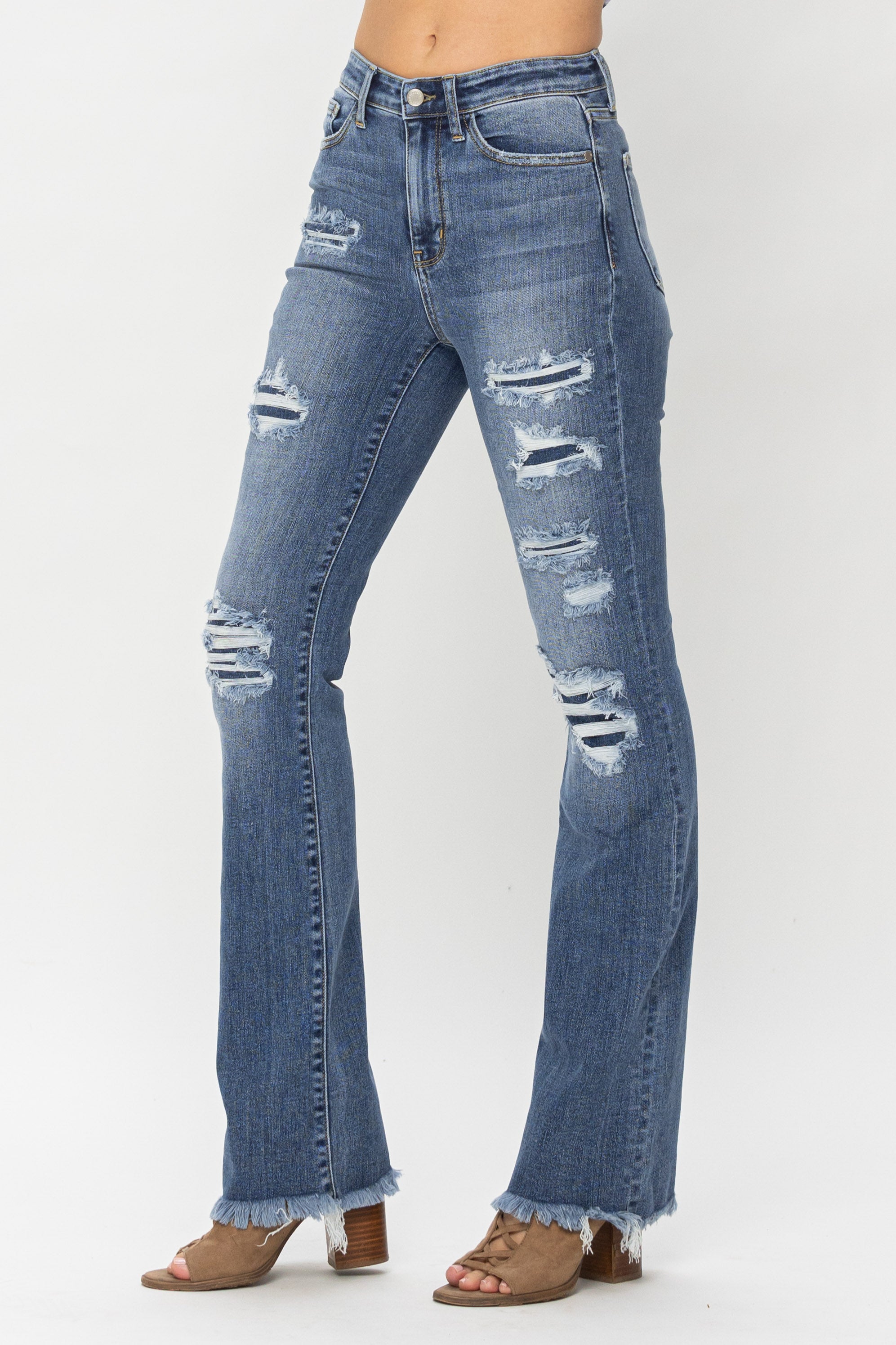 Judy Blue High Waist Patched Bootcut Jean-Jeans-Judy Blue-Deja Nu Boutique, Women's Fashion Boutique in Lampasas, Texas