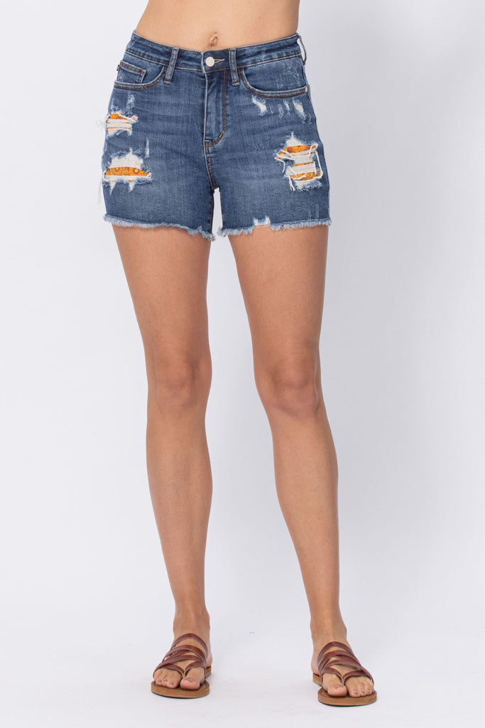 Judy Blue High Waisted Printed Pocket Lining Cut Off Shorts-Bottoms-Judy Blue-Deja Nu Boutique, Women's Fashion Boutique in Lampasas, Texas