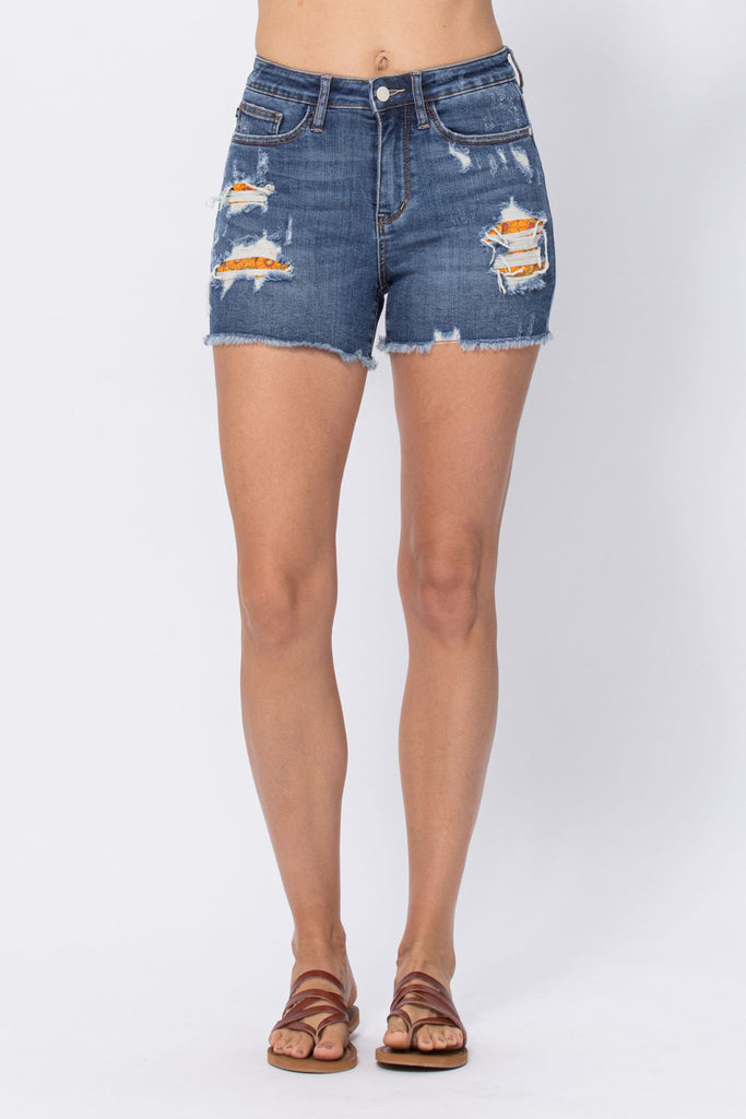 Judy Blue High Waisted Printed Pocket Lining Cut Off Shorts-Bottoms-Judy Blue-Deja Nu Boutique, Women's Fashion Boutique in Lampasas, Texas