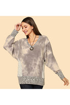 Jupee Grey Tie Dye & Cheetah Print Tunic-Tunics-Jupee-Deja Nu Boutique, Women's Fashion Boutique in Lampasas, Texas