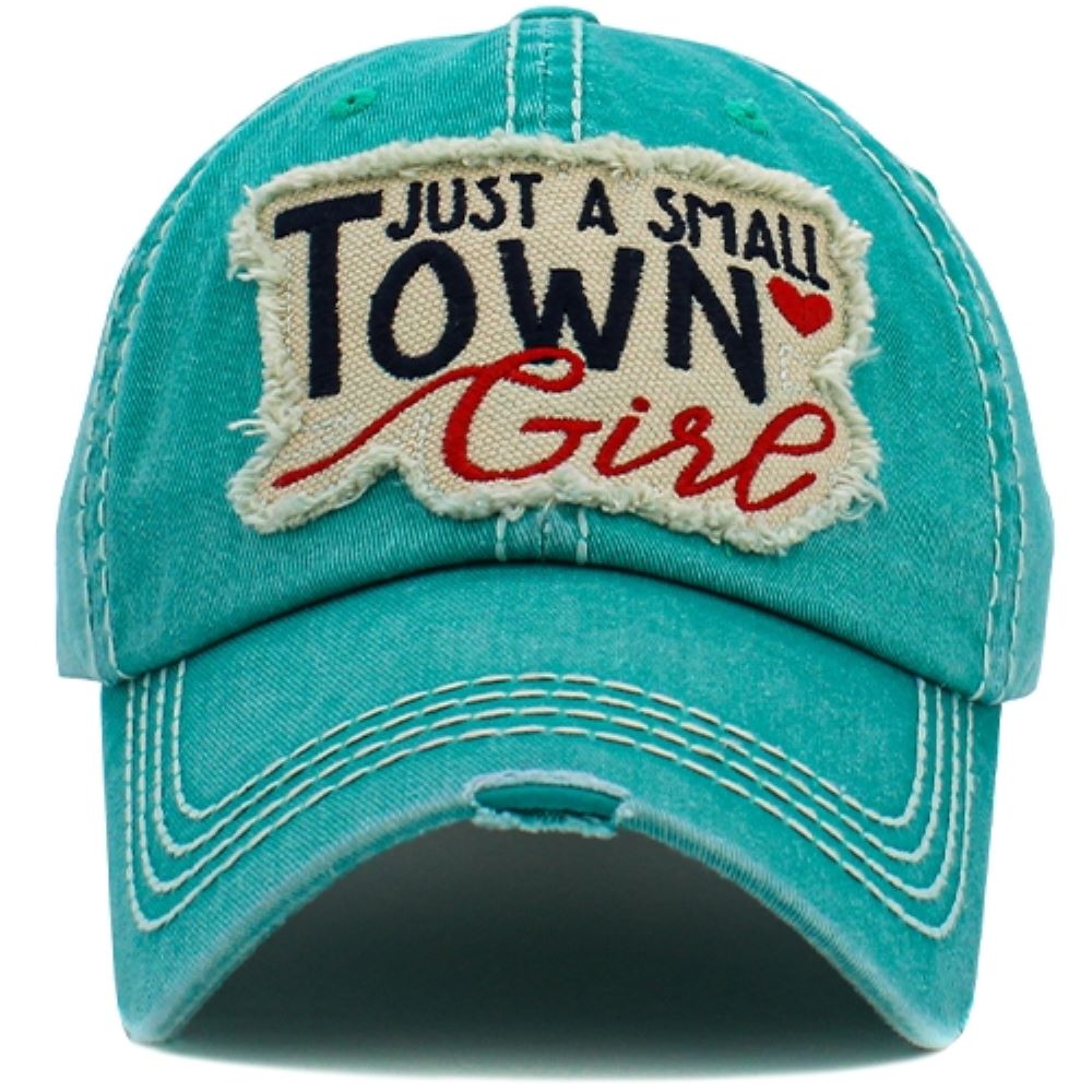 KBETHOS Vintage Just A Small Town Girl Hat In Turquoise-Hats-KBETHOS-Deja Nu Boutique, Women's Fashion Boutique in Lampasas, Texas