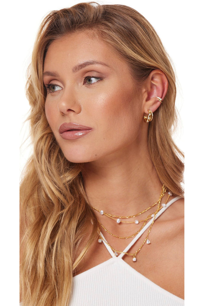 Kinsey Designs Hattie Pearl 16k Gold Plated Brass Cubic Zirconia-Earrings-Kinsey Designs-Deja Nu Boutique, Women's Fashion Boutique in Lampasas, Texas