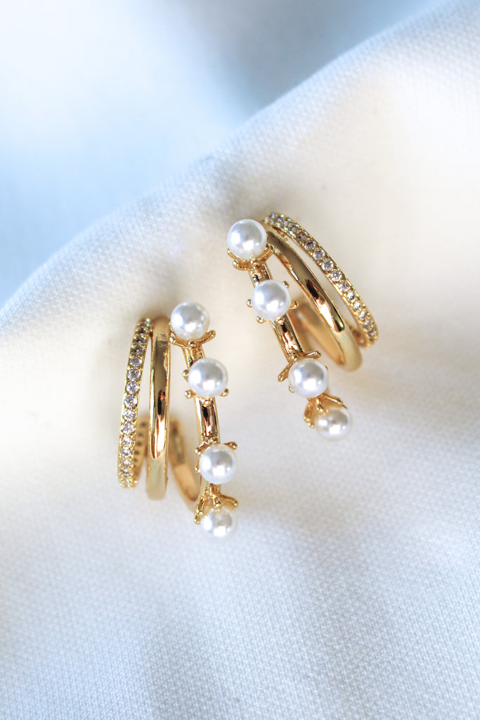 Kinsey Designs Hattie Pearl 16k Gold Plated Brass Cubic Zirconia-Earrings-Kinsey Designs-Deja Nu Boutique, Women's Fashion Boutique in Lampasas, Texas