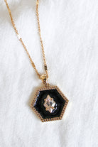 Kinsey Designs Nova Black Enamel Hexagon Pendant Necklace-Necklaces-Kinsey Designs-Deja Nu Boutique, Women's Fashion Boutique in Lampasas, Texas