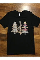 L and B Tees Black Leopard And Plaid Christmas Trees Tee-Graphic Tees-L and B Tees-Deja Nu Boutique, Women's Fashion Boutique in Lampasas, Texas