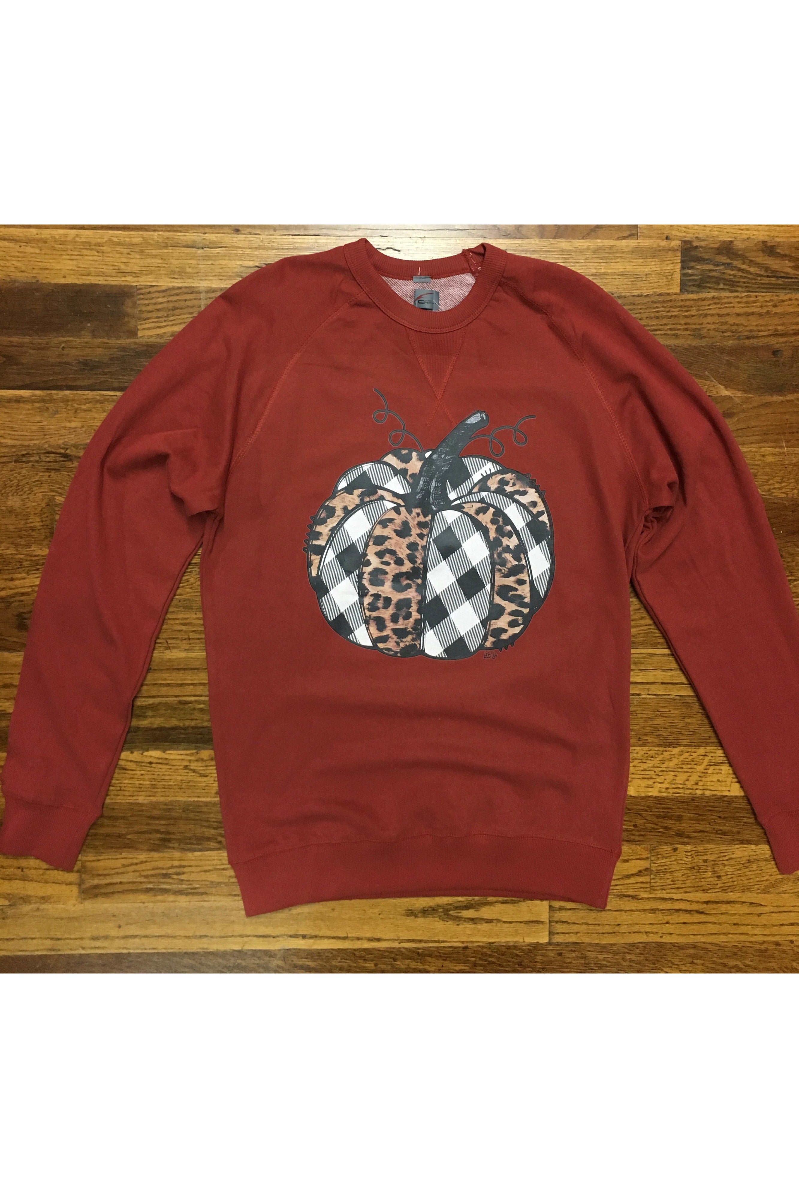 L and B Tees Rust Pumpkin Sweatshirt-Graphic Sweaters-L and B Tees-Deja Nu Boutique, Women's Fashion Boutique in Lampasas, Texas