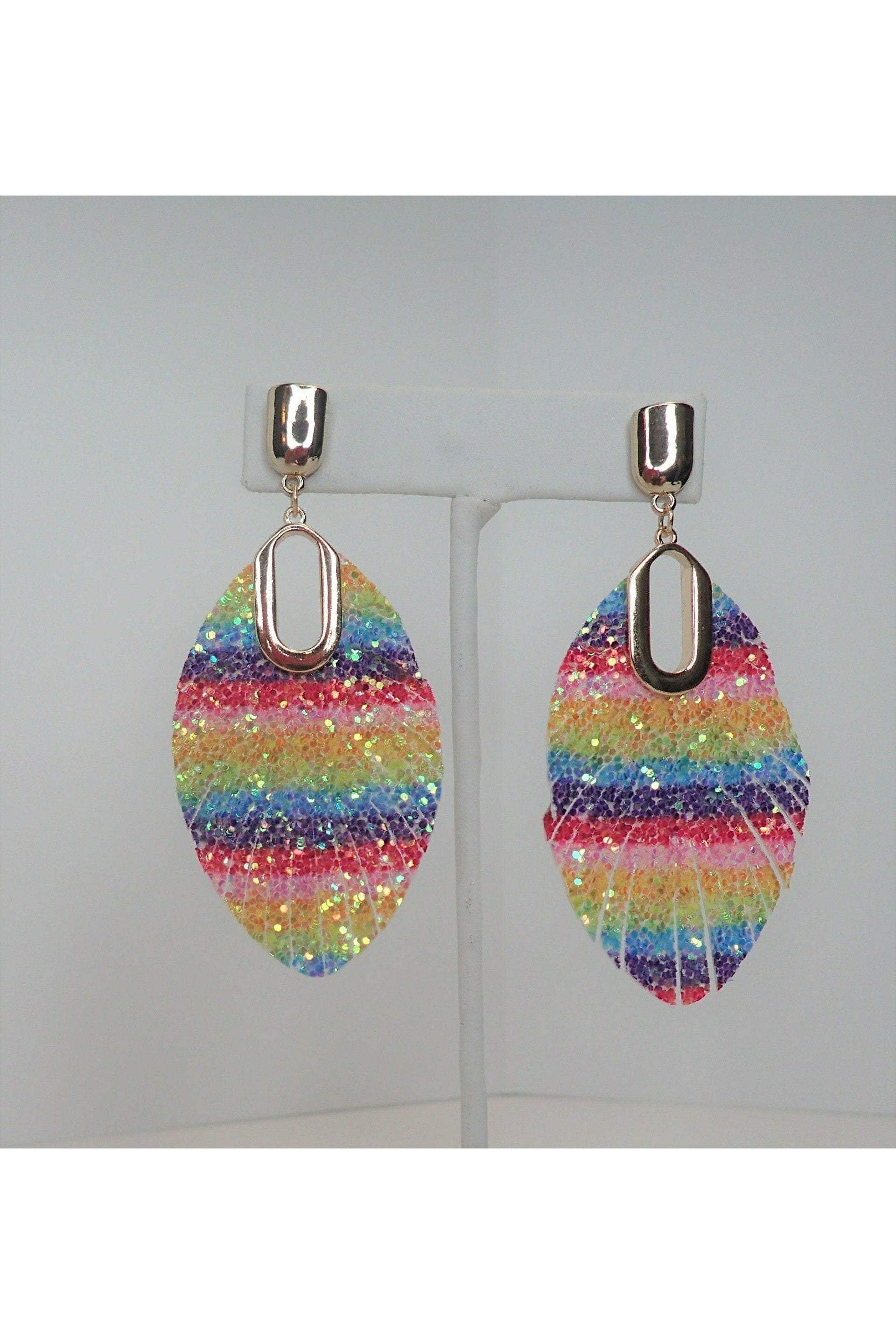 Leather Sparkle Tie Dye Earring-Earrings-Deja Nu Tx-Deja Nu Boutique, Women's Fashion Boutique in Lampasas, Texas