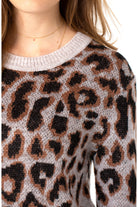 Liverpool Brown Leopard High Low Crew Neck Sweater-Sweaters-Liverpool-Deja Nu Boutique, Women's Fashion Boutique in Lampasas, Texas