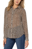 Liverpool Button Front Shirt With Inverted Pleat In Mini Abstract Animal Print-Tops-Liverpool-Deja Nu Boutique, Women's Fashion Boutique in Lampasas, Texas