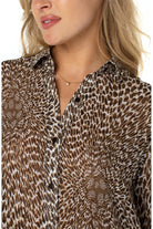 Liverpool Button Front Shirt With Inverted Pleat In Mini Abstract Animal Print-Tops-Liverpool-Deja Nu Boutique, Women's Fashion Boutique in Lampasas, Texas