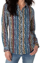 Liverpool Button Up Woven Blouse In Arrow Ikat-Tops-Liverpool-Deja Nu Boutique, Women's Fashion Boutique in Lampasas, Texas