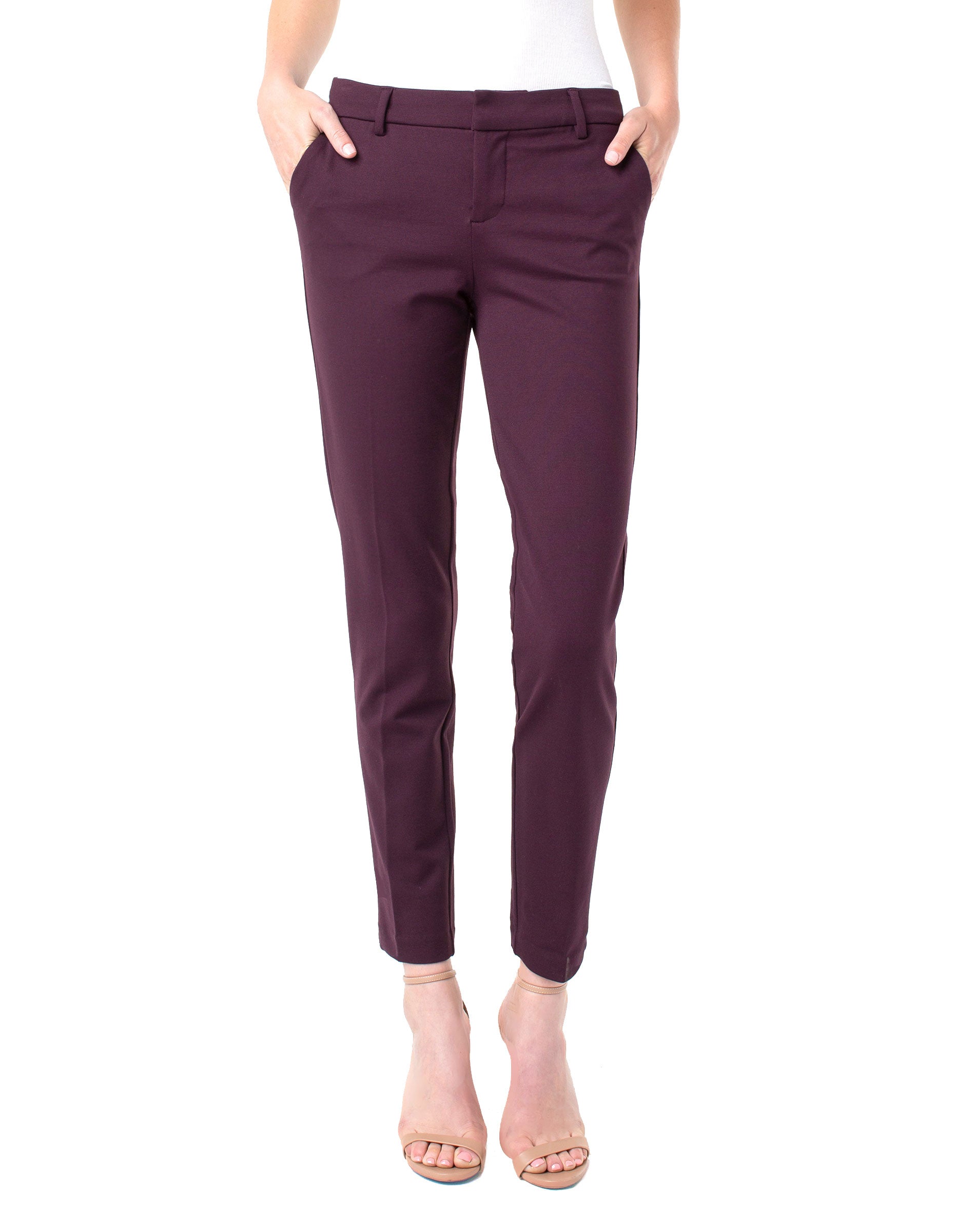 Liverpool Kelsey Knit Trouser In Aubergine-Bottoms-Liverpool-Deja Nu Boutique, Women's Fashion Boutique in Lampasas, Texas