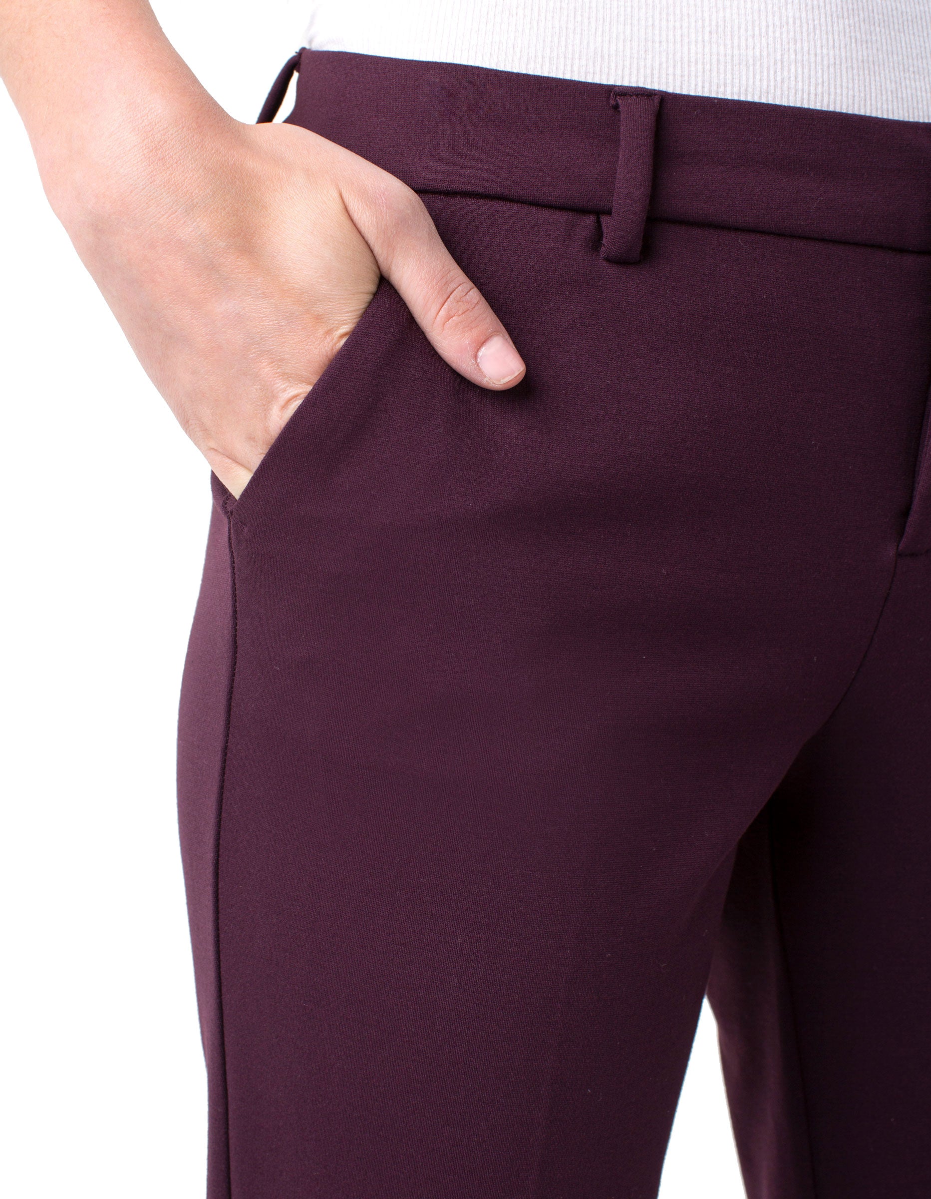 Liverpool Kelsey Knit Trouser In Aubergine-Bottoms-Liverpool-Deja Nu Boutique, Women's Fashion Boutique in Lampasas, Texas