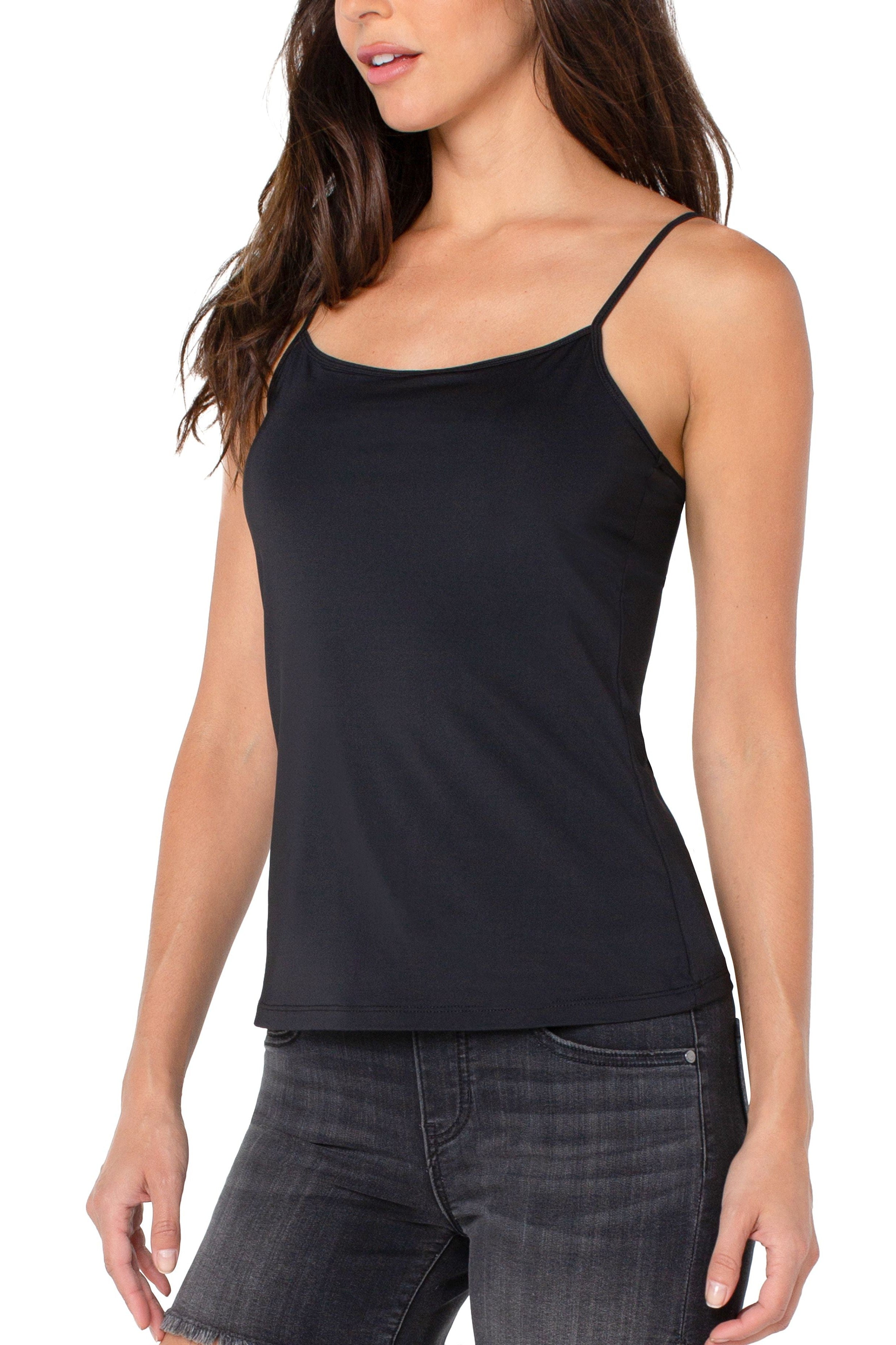 Liverpool Knit Camisole Top In Black-Camis/Tanks-Liverpool-Deja Nu Boutique, Women's Fashion Boutique in Lampasas, Texas