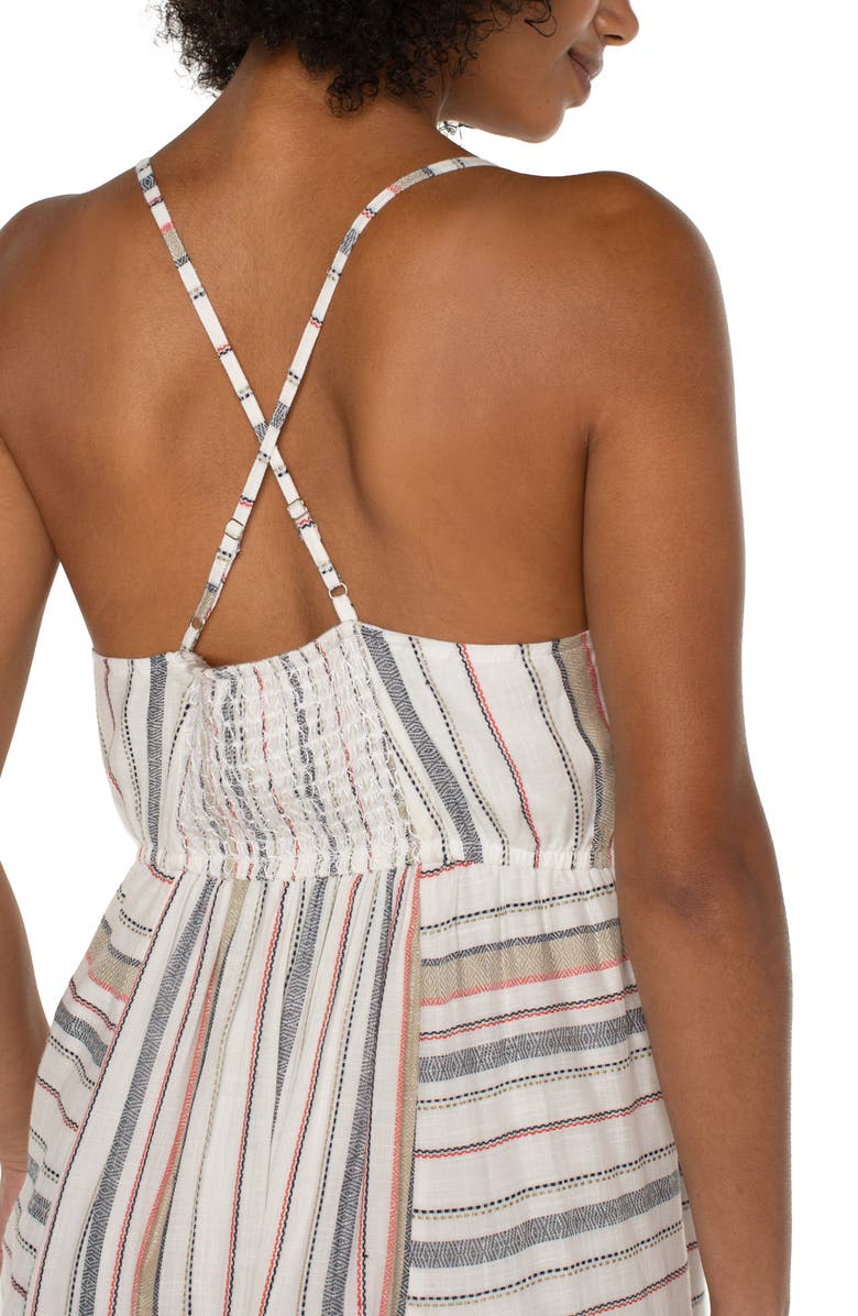 Liverpool Maxi Dress With Back Smocking Detail In Stripe Cross Back-Maxi Dresses-Liverpool-Deja Nu Boutique, Women's Fashion Boutique in Lampasas, Texas