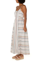 Liverpool Maxi Dress With Back Smocking Detail In Stripe Cross Back-Maxi Dresses-Liverpool-Deja Nu Boutique, Women's Fashion Boutique in Lampasas, Texas