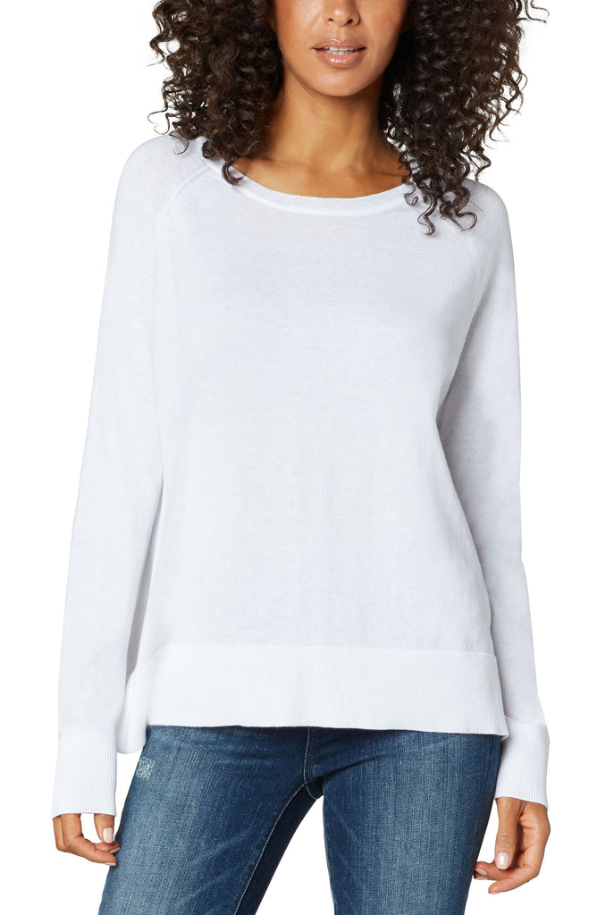 Liverpool Off White Raglan Sweater With Side Slits-Sweaters-Liverpool-Deja Nu Boutique, Women's Fashion Boutique in Lampasas, Texas