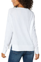 Liverpool Off White Raglan Sweater With Side Slits-Sweaters-Liverpool-Deja Nu Boutique, Women's Fashion Boutique in Lampasas, Texas