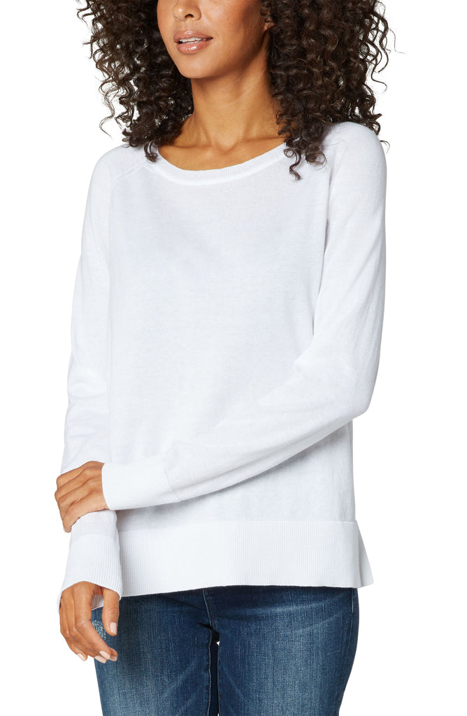 Liverpool Off White Raglan Sweater With Side Slits-Sweaters-Liverpool-Deja Nu Boutique, Women's Fashion Boutique in Lampasas, Texas