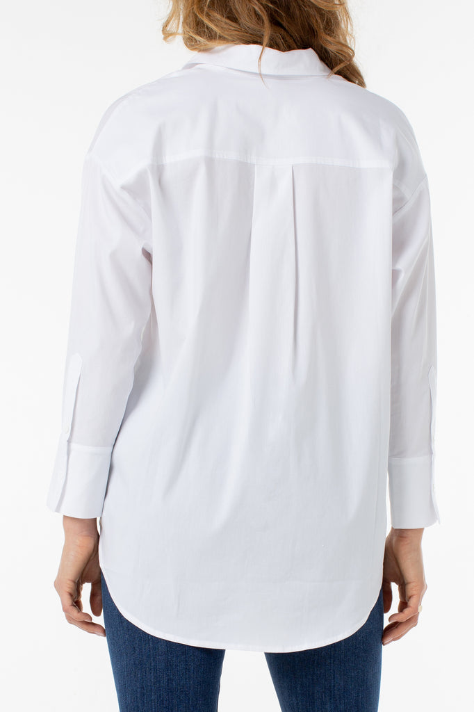 Liverpool Oversized Classic Button-Down Shirt In White-Long Sleeves-Liverpool-Deja Nu Boutique, Women's Fashion Boutique in Lampasas, Texas